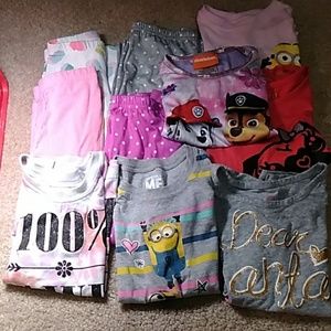 Mixed matched pajamas and t-shirts
